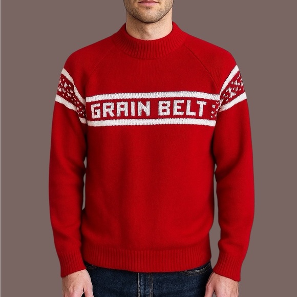 Vintage Grain Belt Sweater  Red Small - Picture 1 of 4
